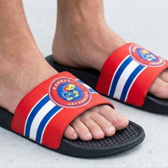 Other - Kansas Jayhawks Red & Black Slide Sandals – Size Large (11–12)